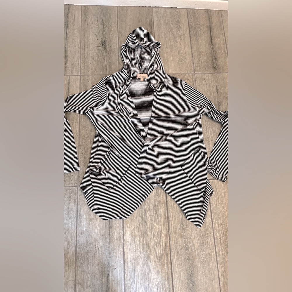 Philosophy black and white hooded open cardigan